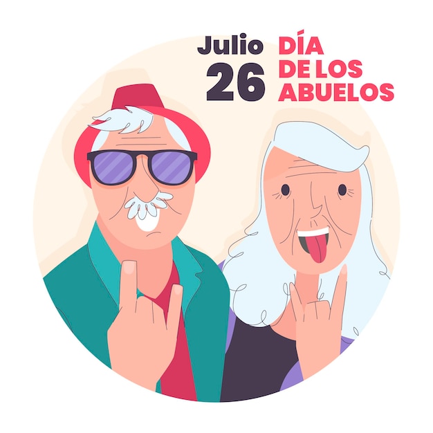 Flat dia de los abuelos illustration