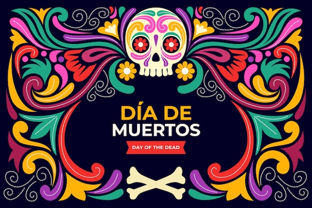 Flat dia de muertos background