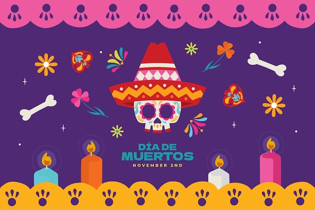 Free vector flat dia de muertos celebration background