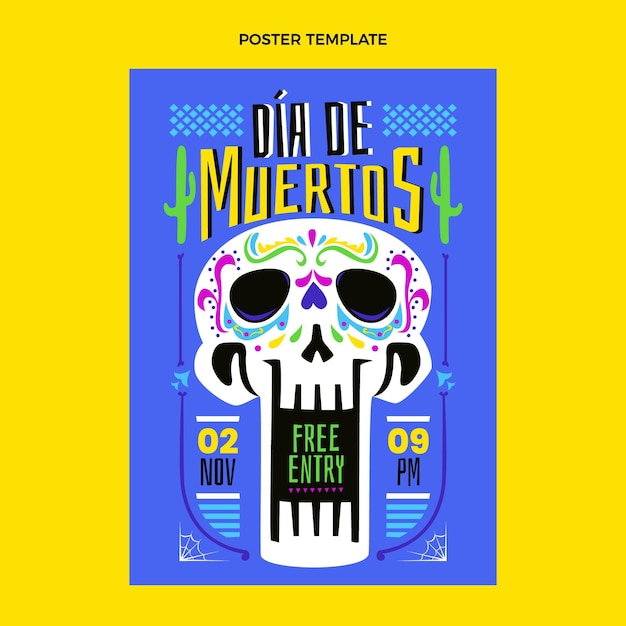 Free Vector flat dia de muertos vertical poster template