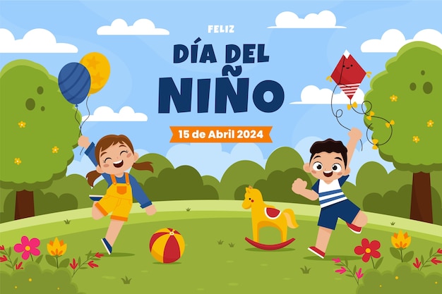 Flat dia del nino background