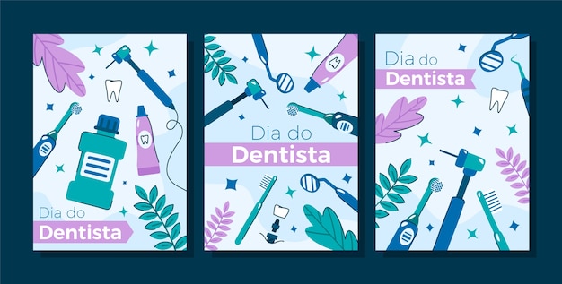 Flat dia do dentista cards collection