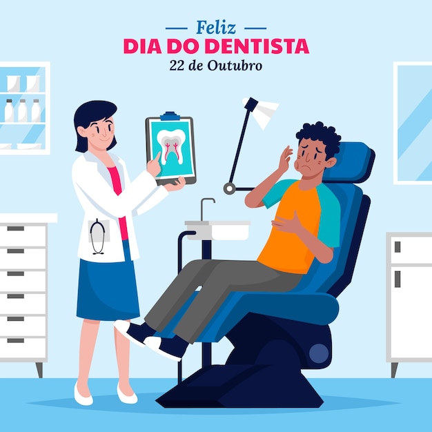 Flat dia do dentista illustration