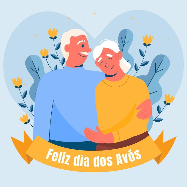 Free Vector flat dia dos avos illustration with grandparents