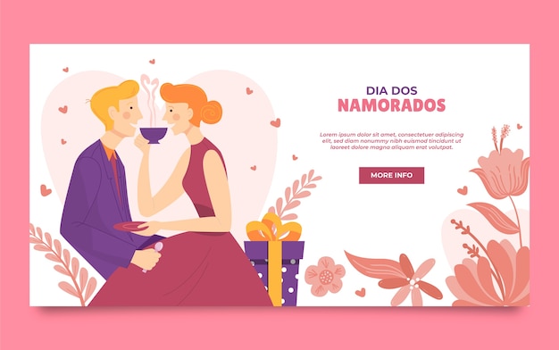 Flat dia dos namorados social media post template