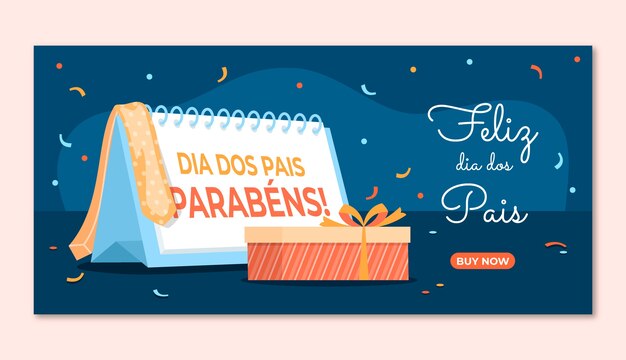 Flat dia dos pais sale horizontal banner template