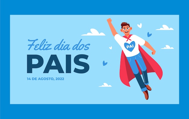 Flat dia dos pais social media post template