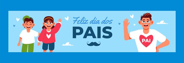 Flat dia dos pais twitch banner template