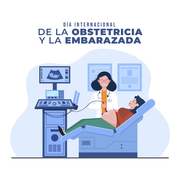 Flat dia internacional de la obstetricia y la embarazada illustration