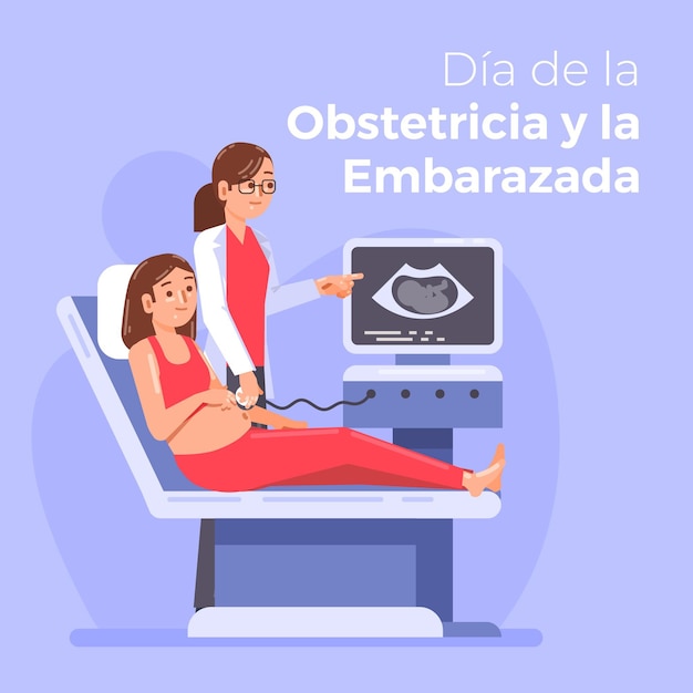 Flat dia internacional de la obstetricia y la embarazada illustration