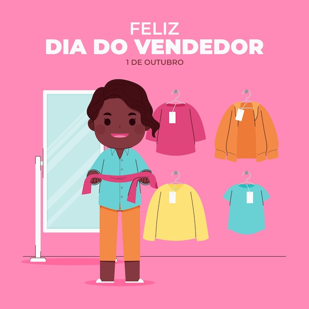 Free vector flat dia do vendedor illustration with employee