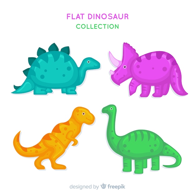 Flat dinosaur collection