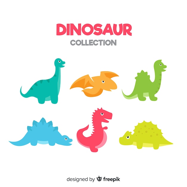 Flat dinosaur collection