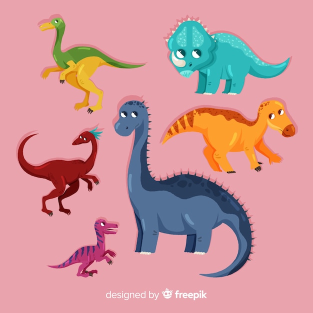 Flat dinosaur collection