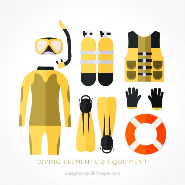 Free vector flat diving accessories