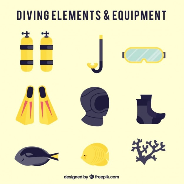 Free vector flat diving equipment