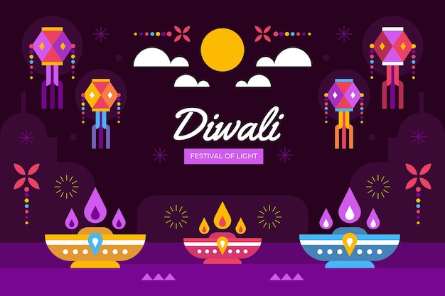 Free Vector flat diwali background