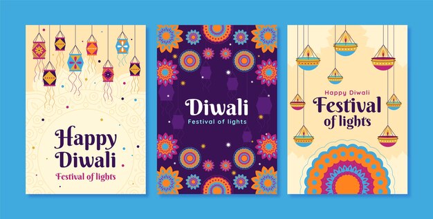 Flat diwali cards collection