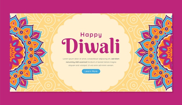 Flat diwali horizontal banner template