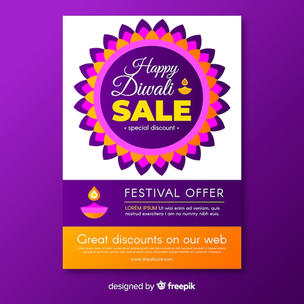 Flat diwali sale flyer template