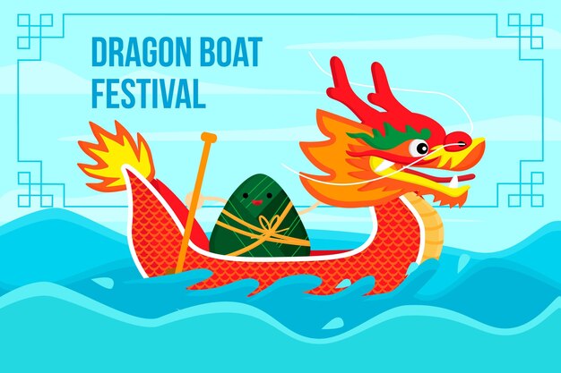 Flat dragon boat background