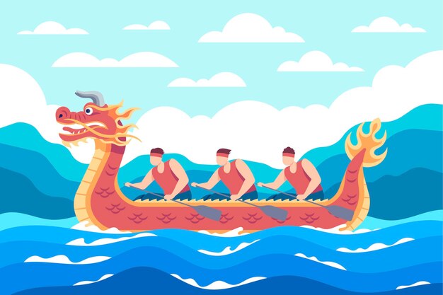 Flat dragon boat background