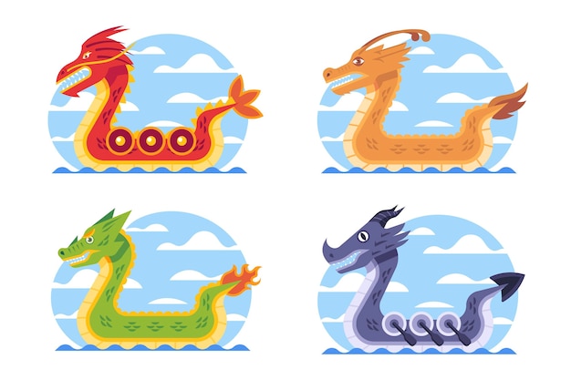 Free Vector flat dragon boat collection