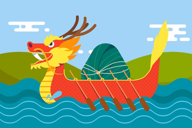 Free Vector flat dragon boat illustration