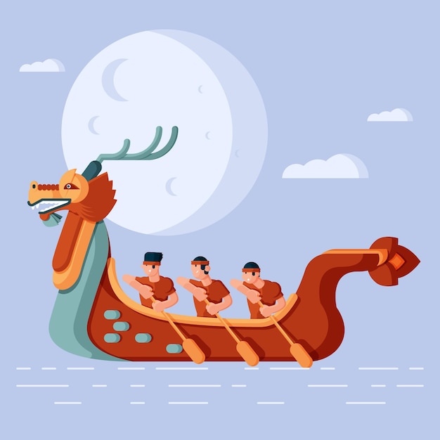 Free Vector flat dragon boat illustration