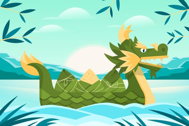 Flat dragon boat's zongzi background