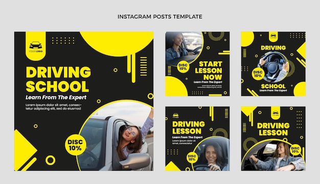 Flat driving school instagam posts collection