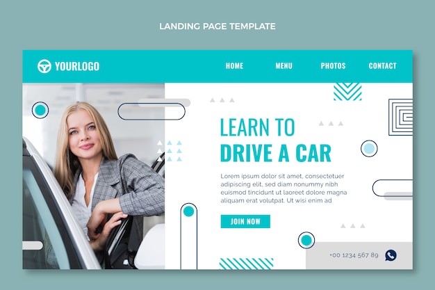 Free Vector flat driving school landing page template