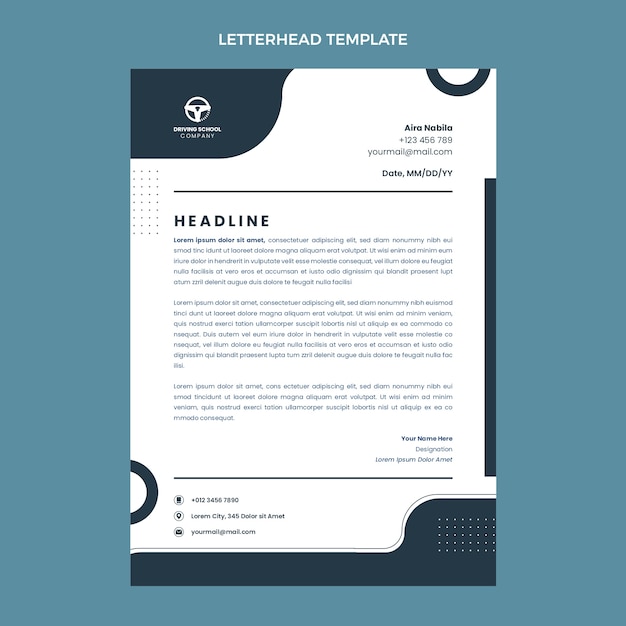 Flat driving school letterhead template