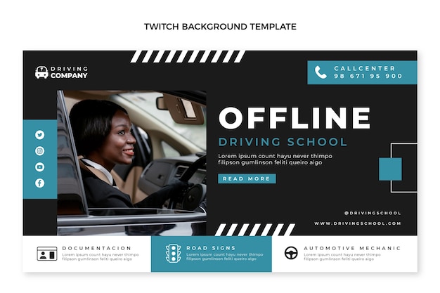 Flat driving school twitch background