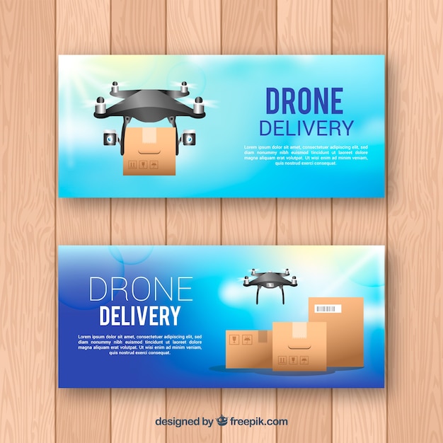 Free Vector flat drone banners