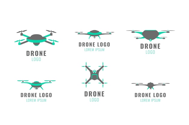 Flat drone logo collection