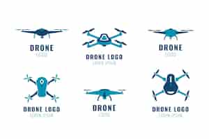 Free vector flat drone logo collection