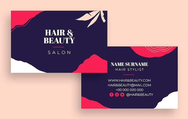 Free vector flat duotone hair and beauty salon business card