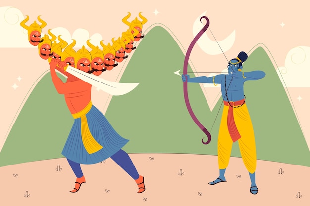 Free Vector flat dussehra illustration