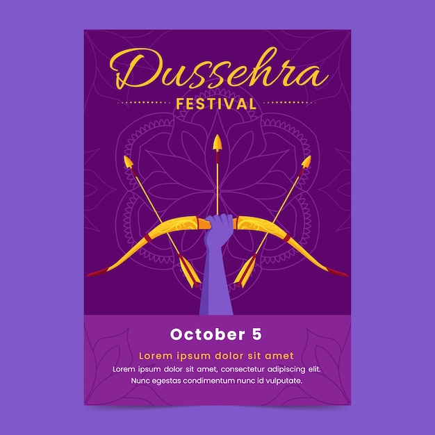 Free vector flat dussehra vertical flyer template