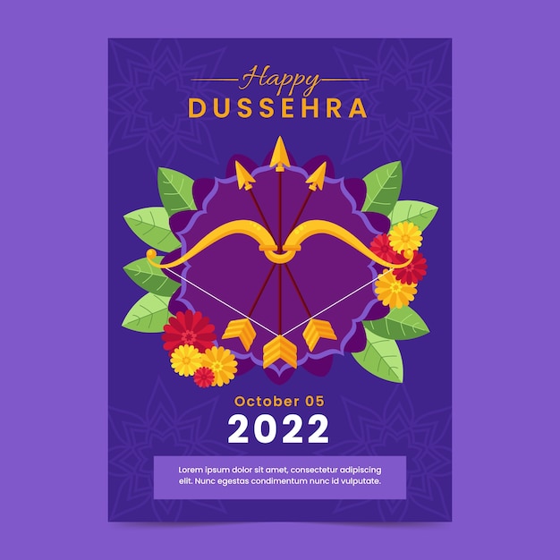 Free vector flat dussehra vertical flyer template