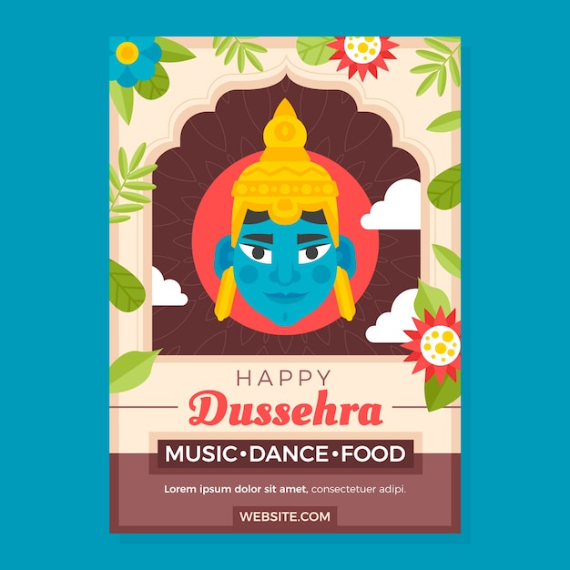 Free Vector flat dussehra vertical flyer template