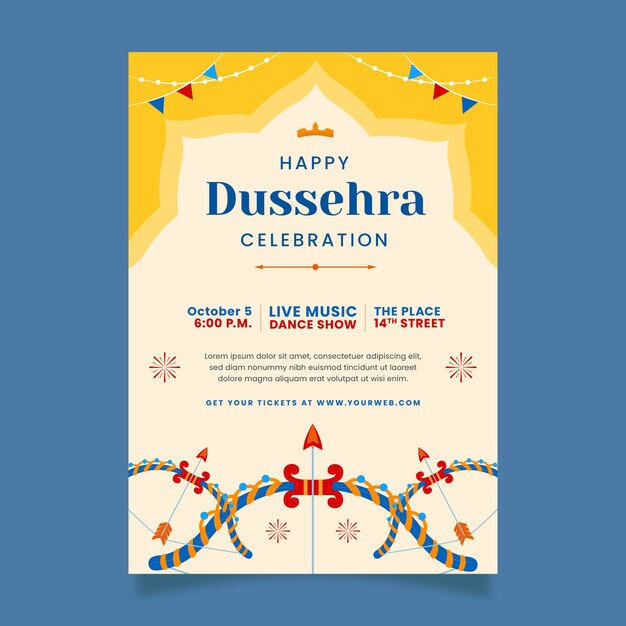 Flat dussehra vertical poster template