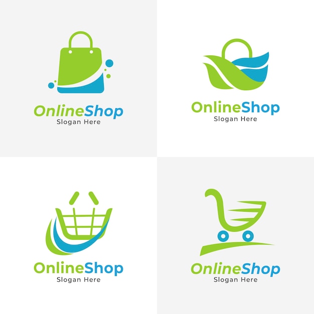 Flat e-commerce logo collection