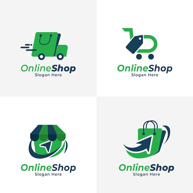 Free Vector flat e-commerce logo collection