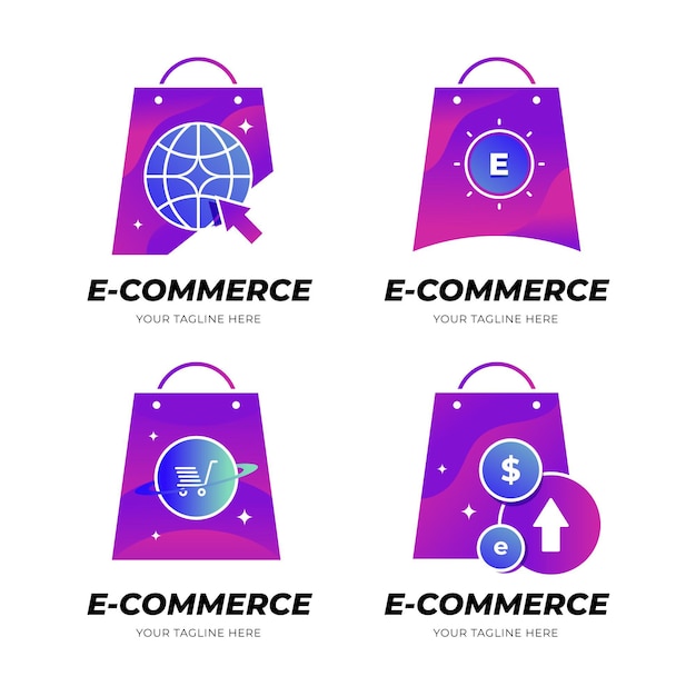 Free Vector flat e-commerce logo collection