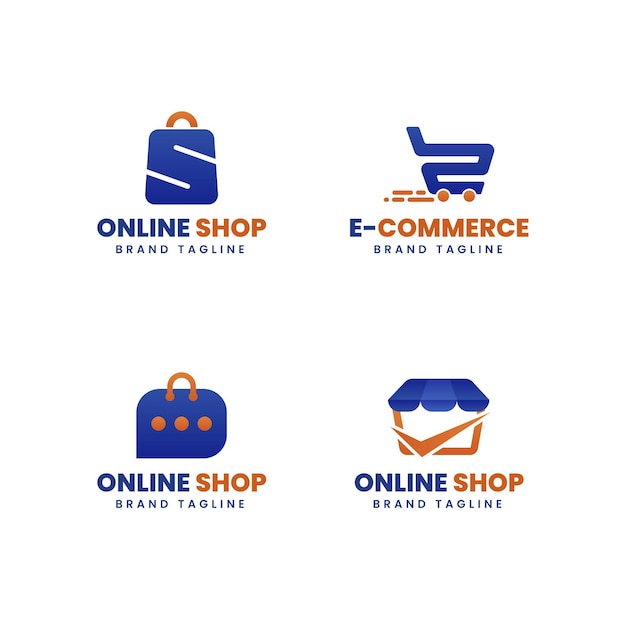 Flat e-commerce logos collection