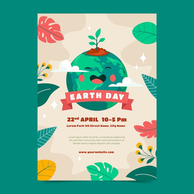 Free Vector flat earth day celebration vertical poster template