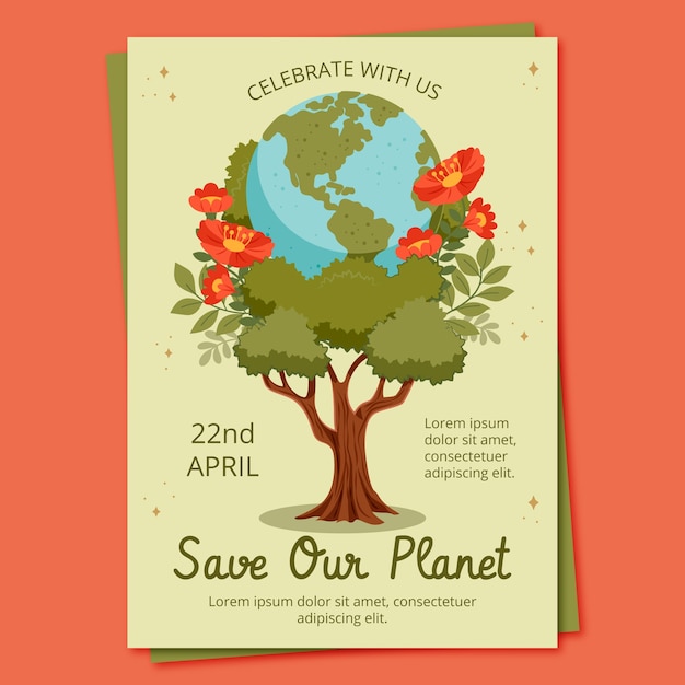 Free Vector flat earth day celebration vertical poster template