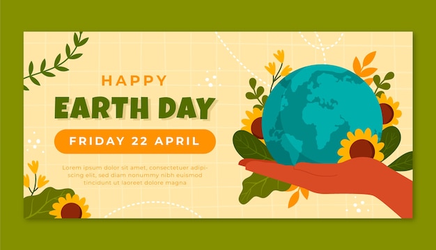 Free Vector flat earth day horizontal banner template